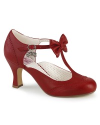 Flapper Red T-Strap Bow Pump