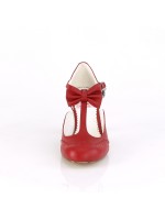 Flapper Red T-Strap Bow Pump