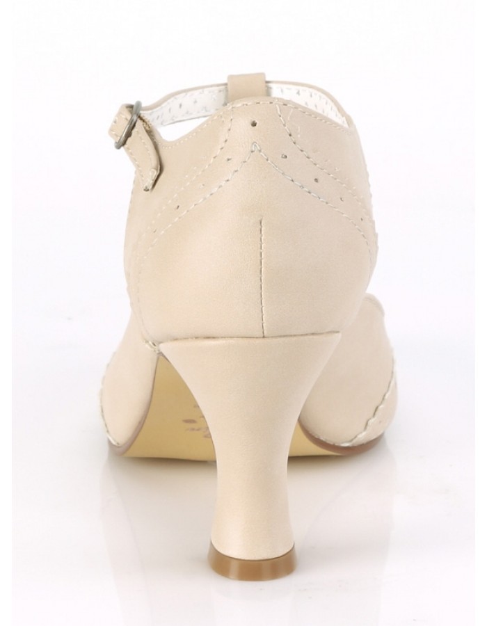 Flapper Cream T-Strap Pump 3 Inch Heel Retro Women Shoe