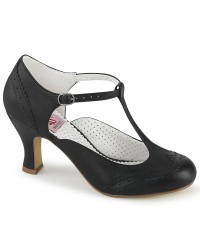 Flapper Black Kitten Heel T-Strap Pump