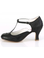 Flapper Black Kitten Heel T-Strap Pump