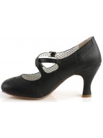 Cross Strap Flapper Black Vintage Heel Shoes