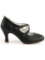 Cross Strap Flapper Black Vintage Heel Shoes