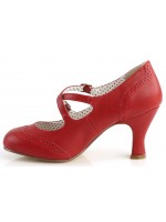 Cross Strap Flapper Red Vintage Heel Shoes