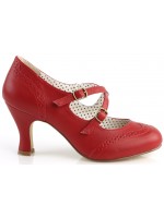 Cross Strap Flapper Red Vintage Heel Shoes