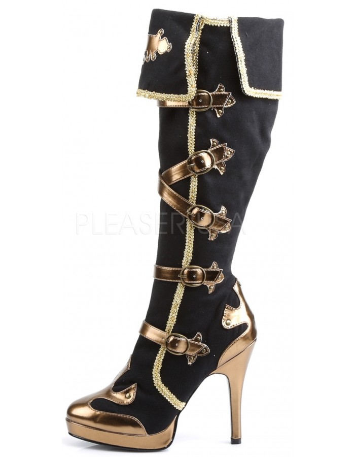 black and gold knee boots
