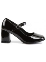 Gogo Black Block Heel Mary Jane Pump