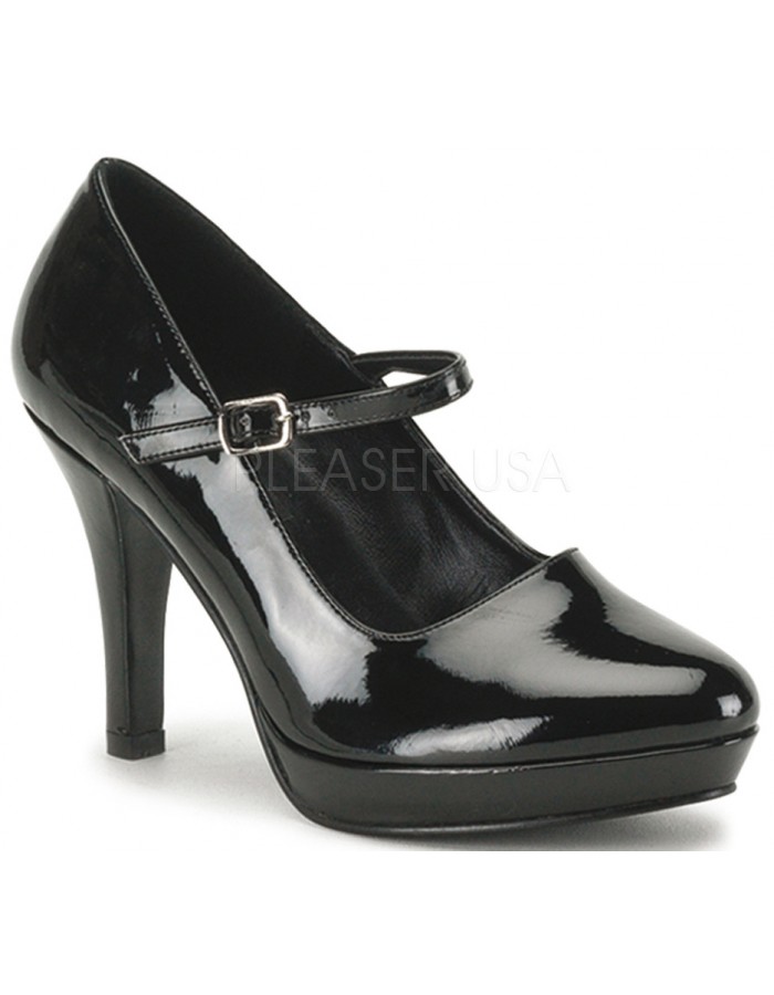 black wide heel pumps