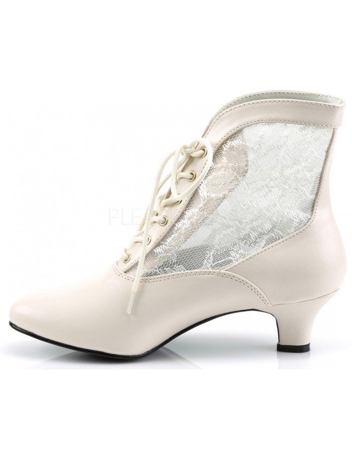 Victorian Dame Ivory Ankle Boot with Lace | Steampunk, Gothic, Bridal