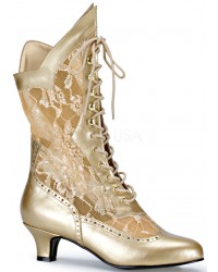 Victorian Dame Gold Lace Boots