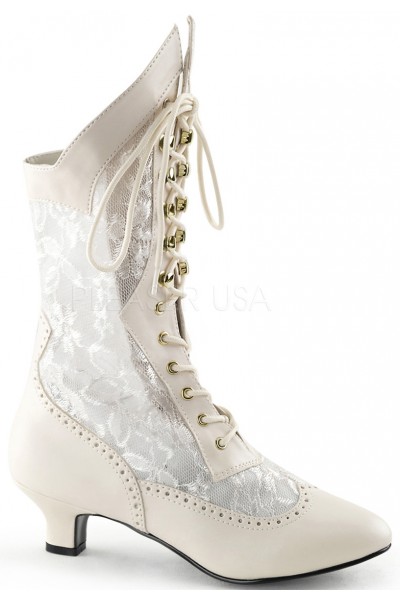 Victorian Dame Ivory Lace Boots