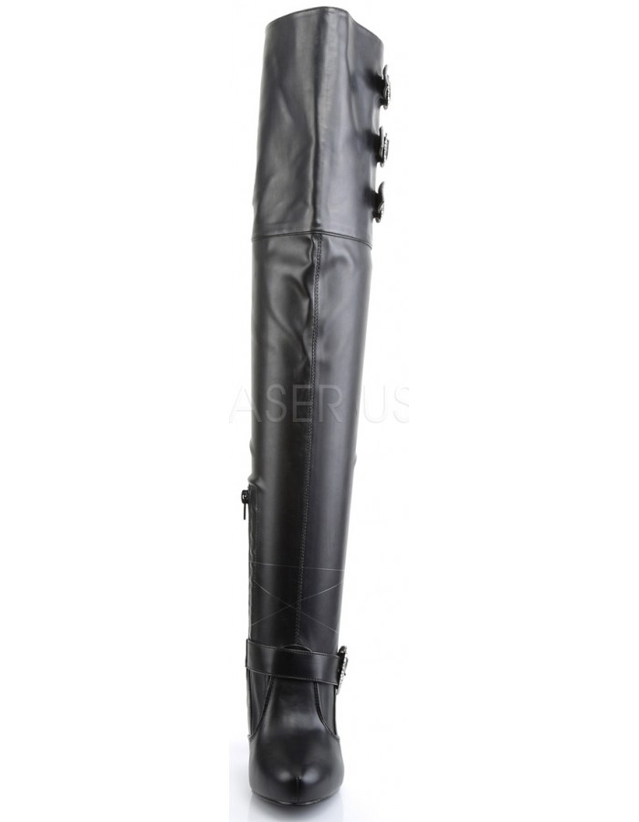 black wide calf thigh high boots