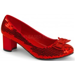 Dorothy Red Sequin 2 Inch Heel Pump