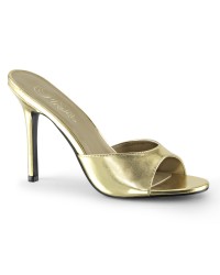 Classique Gold Faux Leather 4 Inch Mule