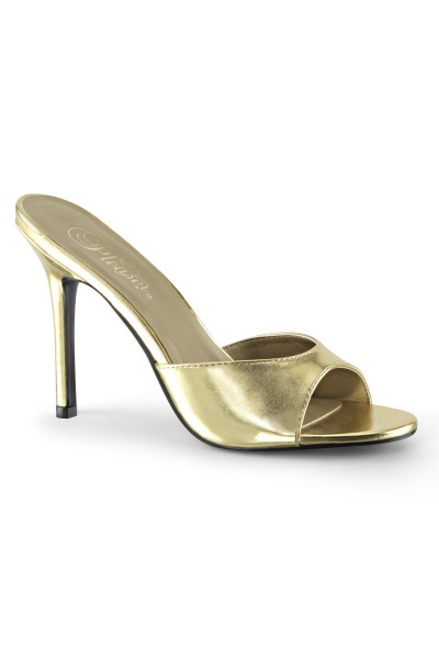 Classique Gold Faux Leather 4 Inch Mule