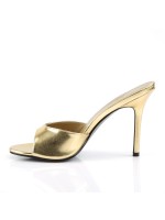 Classique Gold Faux Leather 4 Inch Mule