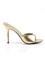 Classique Gold Faux Leather 4 Inch Mule