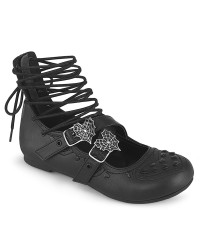 Gothic Flat Shoes for Women with Spiderweb Buckles