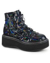 Emily Black Hologram Heart Stud Ankle Boots