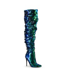 Courtly Green Sequin Thigh High Slouch Boot