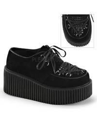 Black Faux Suede Studded Womens Creeper