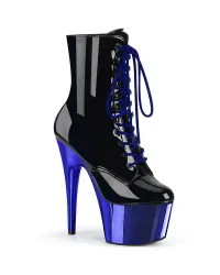 Blue Chrome Platform Adore Black Granny Ankle Boots