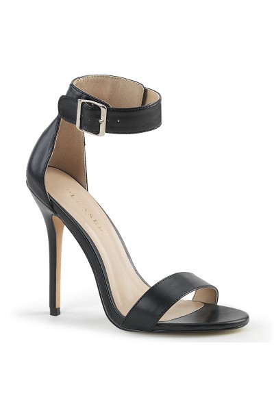 Amuse Black Stiletto Heel Ankle Strap Sandal