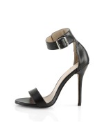 Amuse Black Stiletto Heel Ankle Strap Sandal