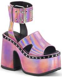 Camel Pink Hologram Platform Sandals