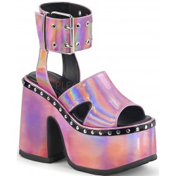Camel Pink Hologram Platform Sandals
