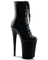 Black Infinity 9 Inch High Heel Platform Granny Boots