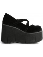 Kera Black Velvet Bat Buckled Platform Pump