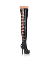 Indulge 3063 Stiletto Thigh High Platform Bootswith Lace Up Back