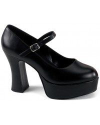 Black Mary Jane Square Heeled Pump