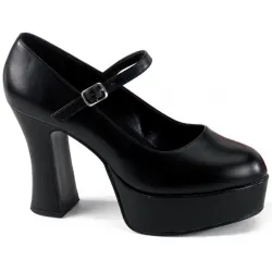 Black Mary Jane Square Heeled Pump