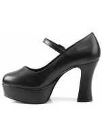 Black Mary Jane Square Heeled Pump