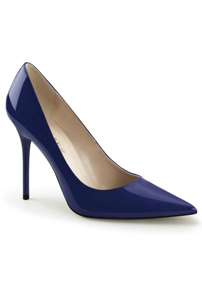 Classique Navy Patent 4 Inch High Heel Pump