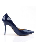 Classique Navy Patent 4 Inch High Heel Pump