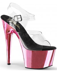 Pink Chrome Platform Clear Strap Platform Sandal