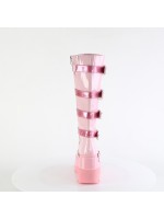 Buckled Heart Shield Pink Gothic Wedge Knee Boots