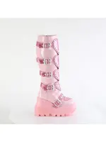 Buckled Heart Shield Pink Gothic Wedge Knee Boots