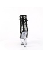 Rhinestone Mesh Platform Ankle Boots
