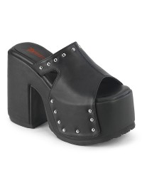 Camel Black Matte Platform Studded Mule