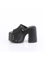 Camel Black Matte Platform Studded Mule