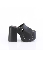 Camel Black Matte Platform Studded Mule