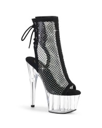 Rhinestone Mesh Platform Ankle Boots