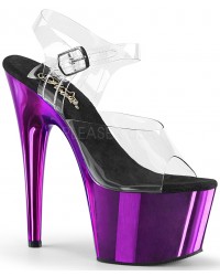 Purple Chrome Platform Clear Strap Platform Sandal