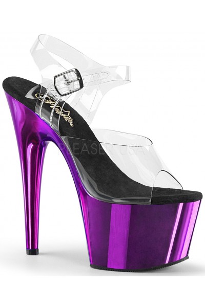 Purple Chrome Platform Clear Strap Platform Sandal