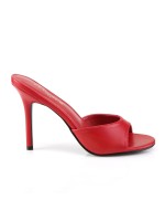 Classique Red Faux Leather 4 Inch Mule