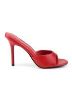 Classique Red Faux Leather 4 Inch Mule